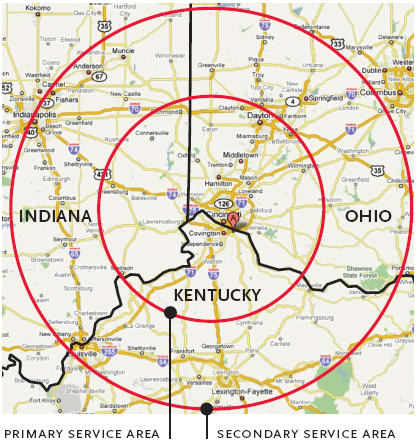 map of ABC Signs service areas