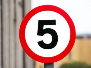 sign with 5 on it